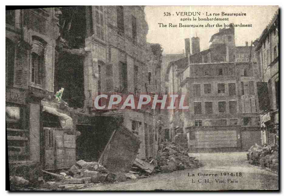 CPA Verdun La Rue Beaurepaire Apres Le Bombardement Militaria
