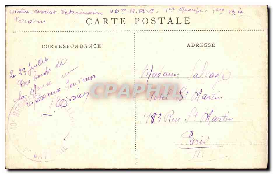 CPA Verdun La Rue Beaurepaire Apres Le Bombardement Militaria — Rückseite