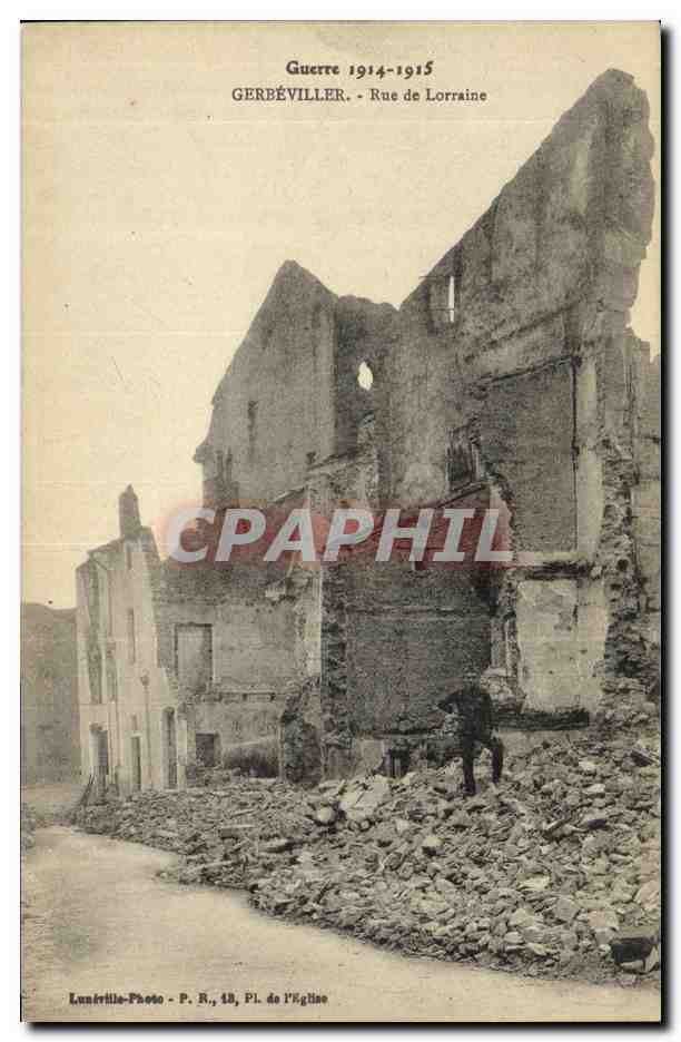 CPA Gerbeviller Rue de Lorraine Militaria