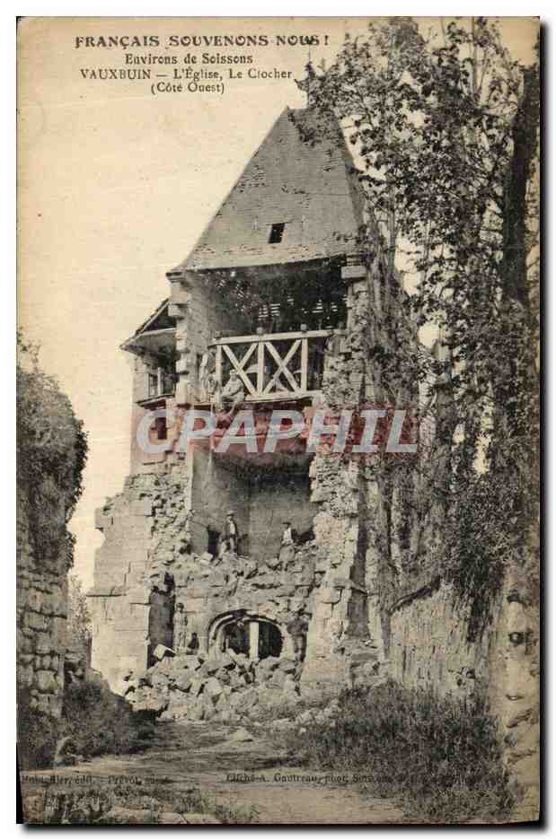 Vauxbuin — L'Église, Le Clocher (Côte Ouest) — Éditeur : A. Gautreau, Rue Sainte-Anne, Paris