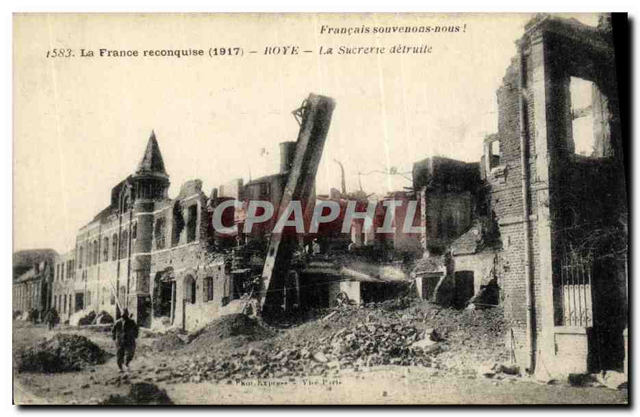 CPA Roye La Sucrerie Detruite Militaria