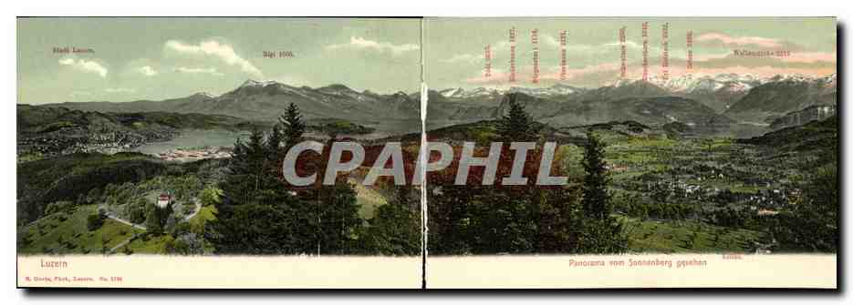 CARTE TRIPLE Luzern Panorma vom Sonnenberg gesehen