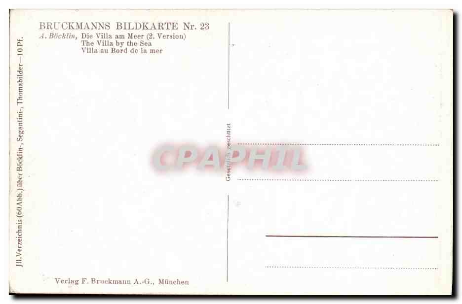CPA Bruckmanns Bildkarte Die Villa Am Meer — Verso