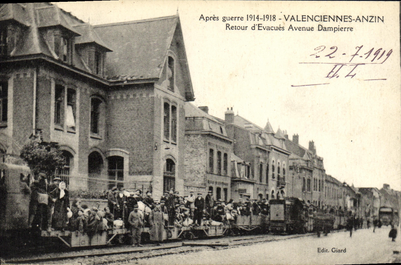 Valenciennes-Anzin — Retour d'Evacués Avenue Dampierre — Edit. Giard