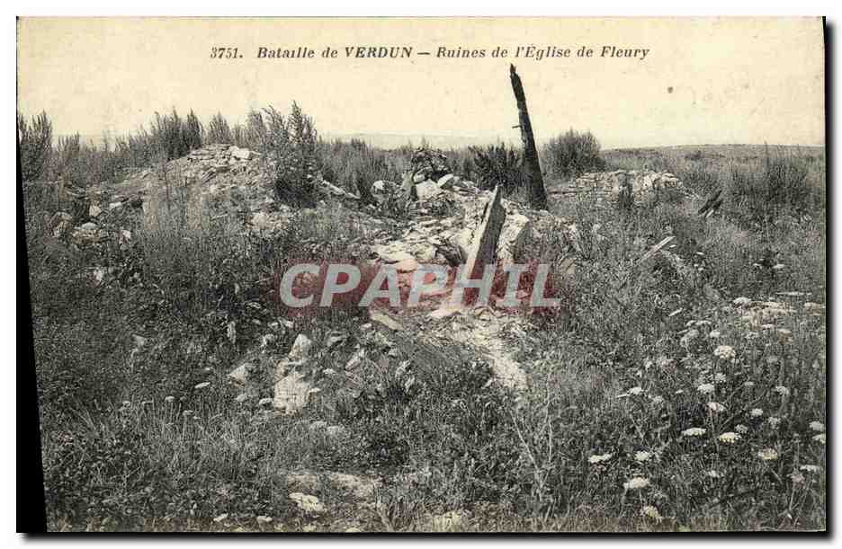 Bataille de VERDUN — Ruines de l'Église de Fleury — n° 3751
