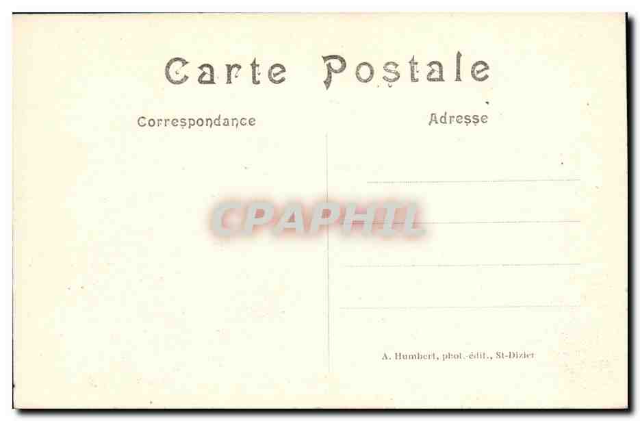 Sermaize (Marne) — La Gendarmerie et l'Hôtel de Ville après le bombardement — A. Humbert, phot.-édit., St-Dizier — Verso