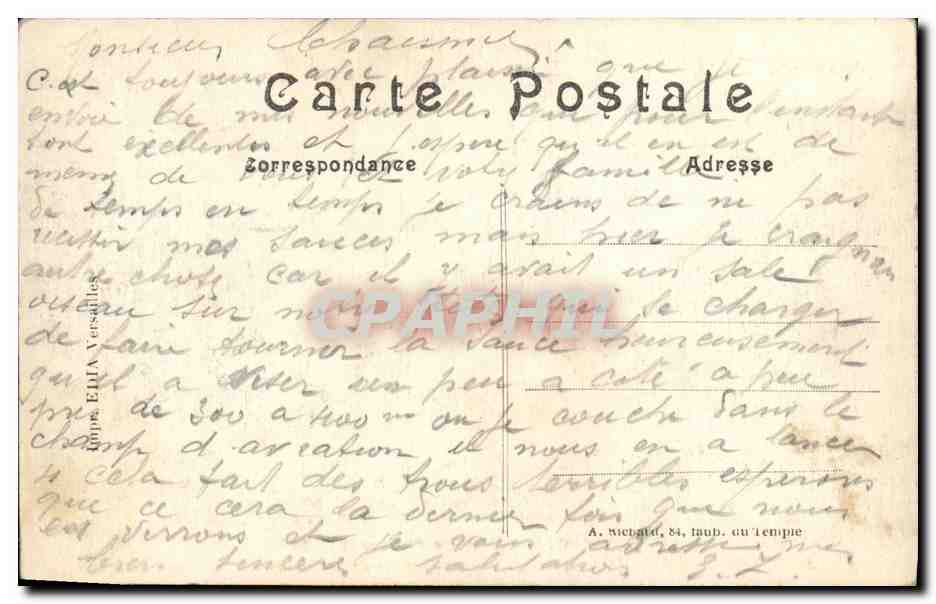 Église d'Hebutterne — Aspect après bombardement et incendie — A. R. visa Paris 640 — Reverso