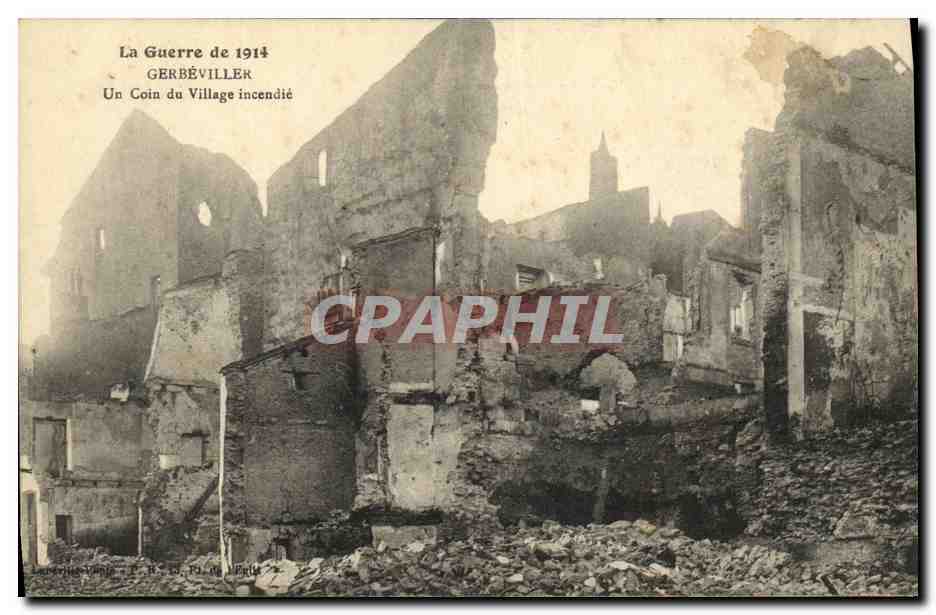 CPA Gerbeviller Un Coin du Village Incendie Militaria 
