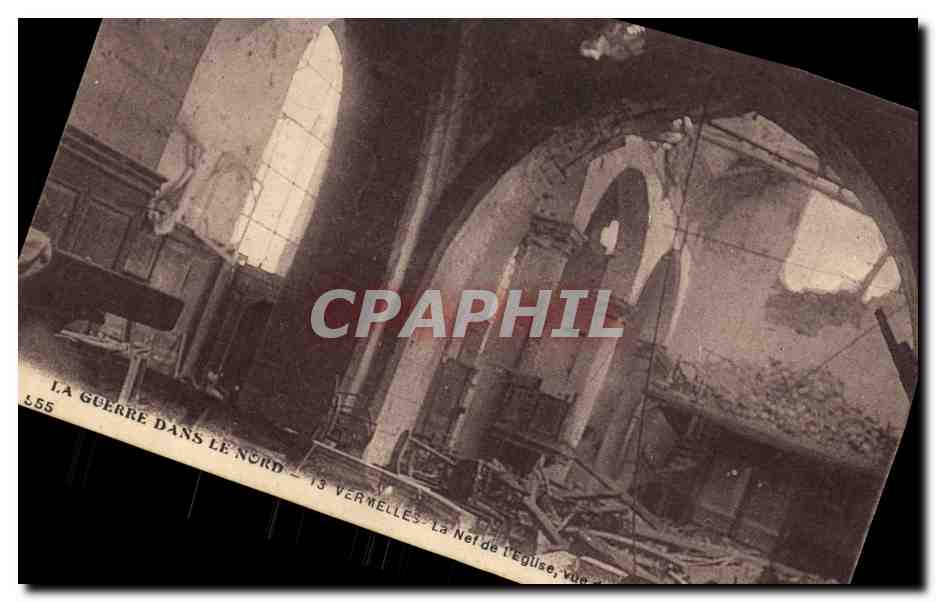 Vermelles - La nef de l'église, vue après destruction - La Guerre dans le Nord - 13