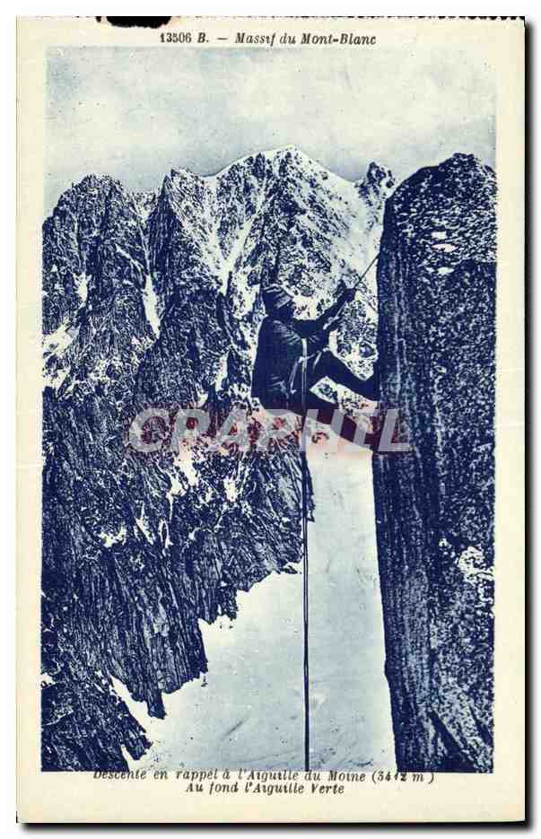 Descente en rappel à l'Aiguille du Moine — Massif du Mont-Blanc — Édition Landru Champonix