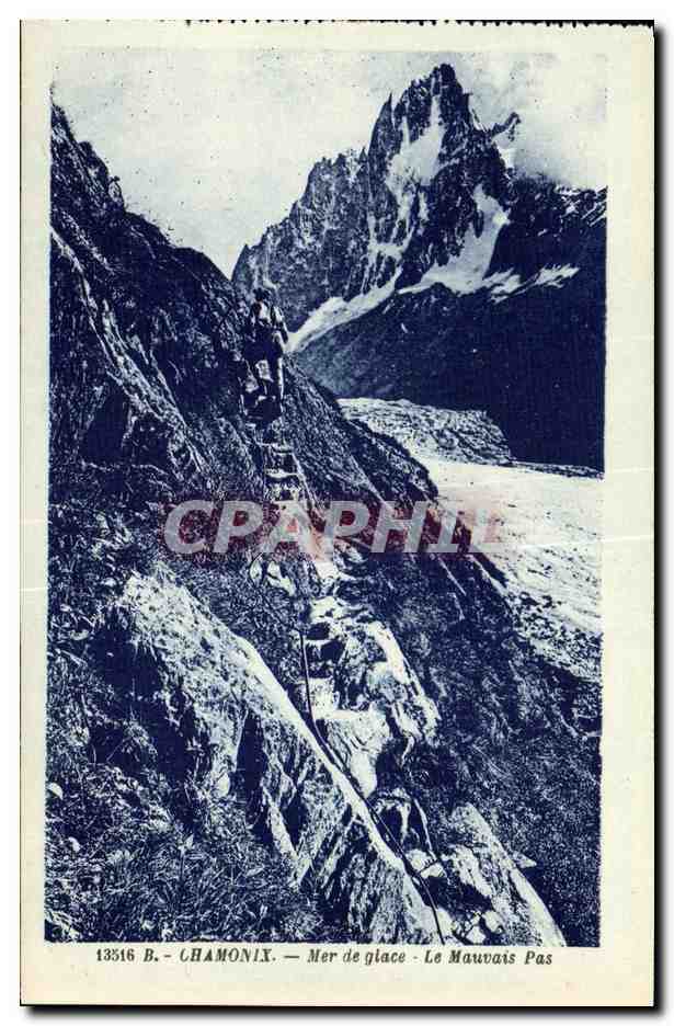 CPA Chamonix Mer de Glace Le Mauvais Pas