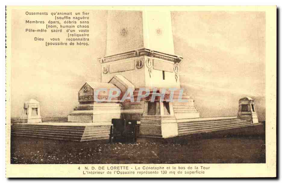 N.D. de Lorette - Le Cénotaphe et le bas de la Tour — Intérieur de l'Ossuaire représentant 130 mq de superficie