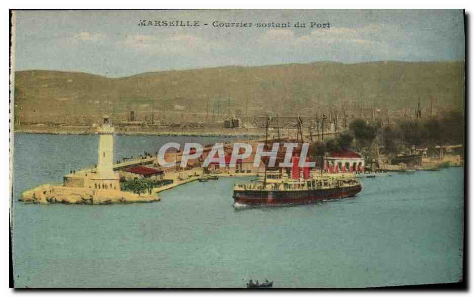 CPA Marseille Courrier Sortant du Port Bateau