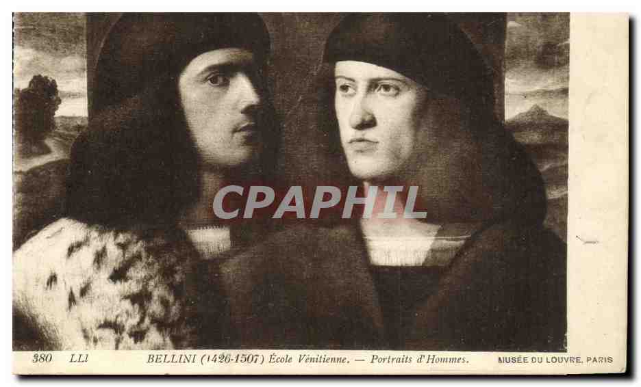 CPA Bellini Ecole Venitienne Portraits d Hommes Musee du Louvre Paris 