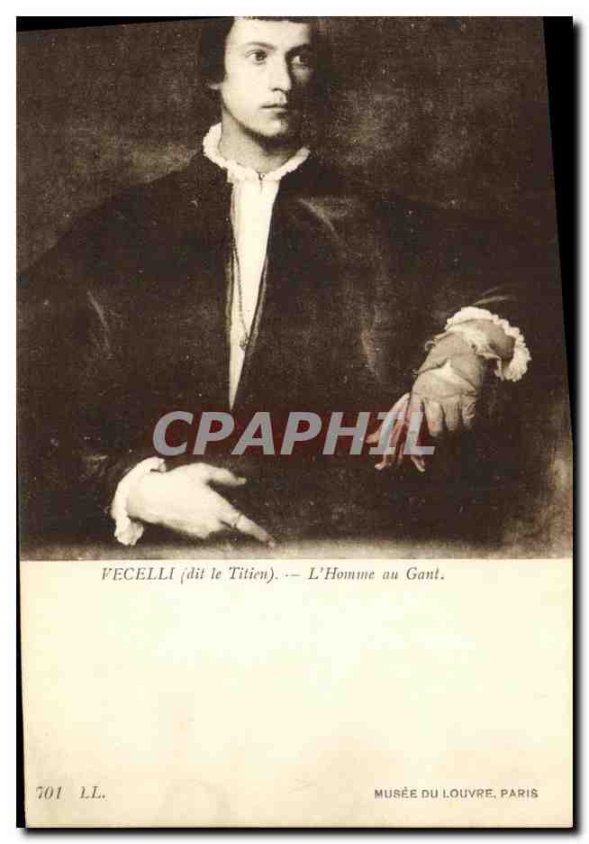 CPA Vecelli L Homme au Gant Le Titien Musee du Louvre Paris 