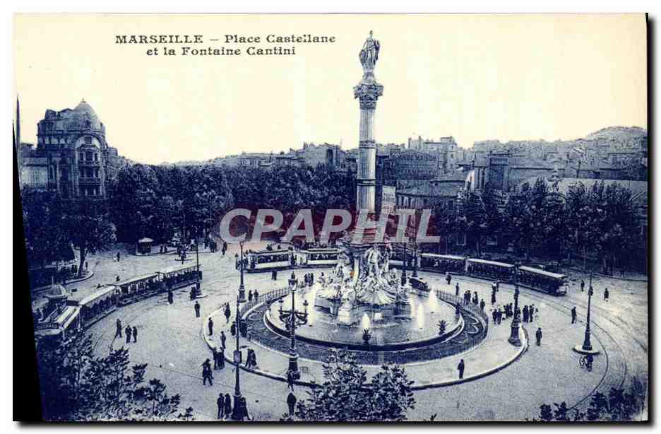 CPA Marseille Pont Castellane et la Fontaine Cantini