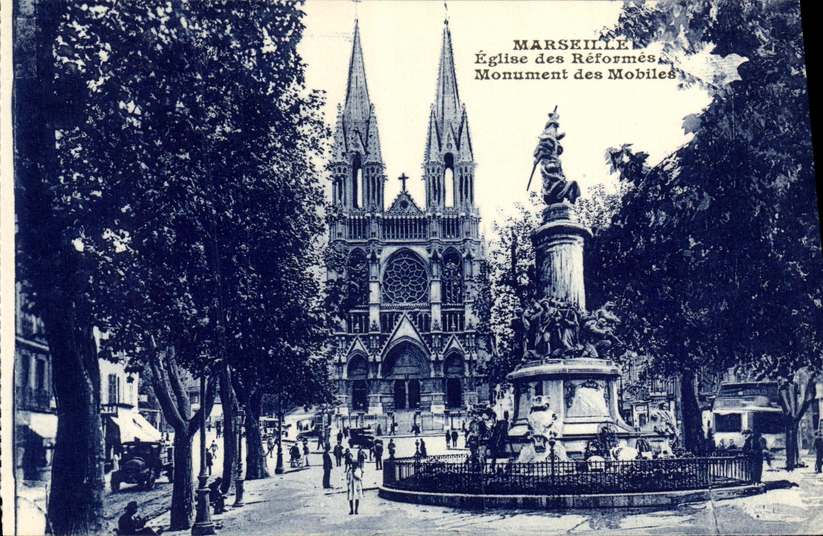 CPA Marseille Eglise des Reformes Monument des Mobiles