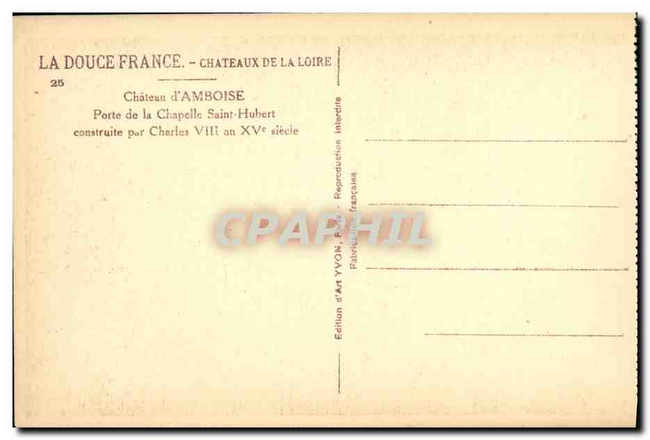 CPA Amboise Chateau Porte de la Chapelle Saint Hubert — Rückseite