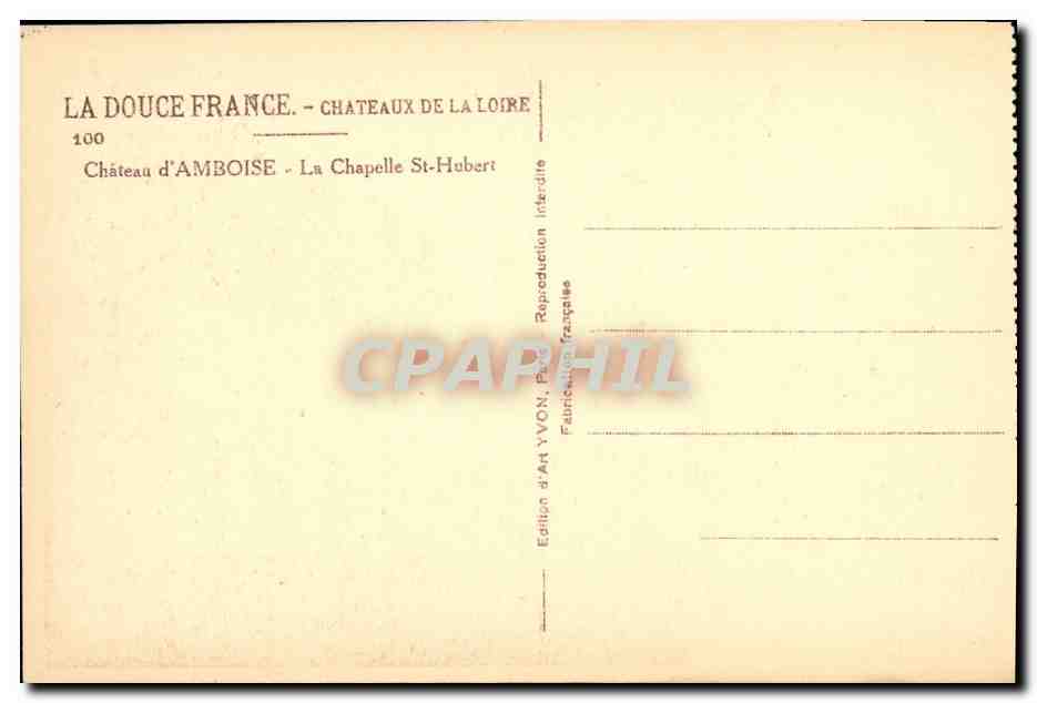 CPA Amboise Chateau La Chapelle St Hubert — Rückseite
