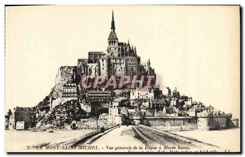 Mont Saint-Michel — Allgemeiner Blick auf den Deich bei Ebbe — Verlag: Levy et Neurolin, Paris