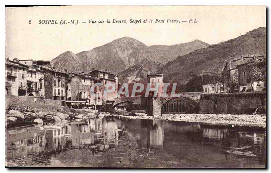 CPA Sospel Vue sur la Bevera Sospel et le pont Vieux