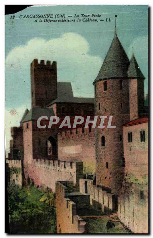 CPA Carcassonne La Tour Pinte et la Defense exerieure du Chateau