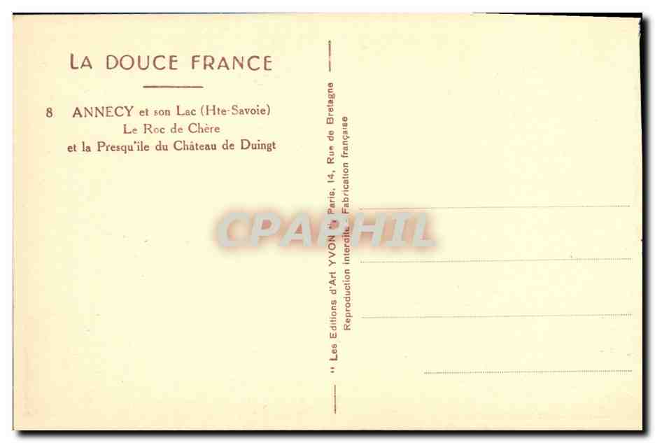 CPA Annecy et son Lac Le Roc de Chere et la presqu ile du chateau de Duingt — Reverso