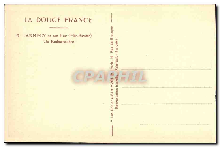 CPA Annecy et son Lac Un Embarcadere — Verso