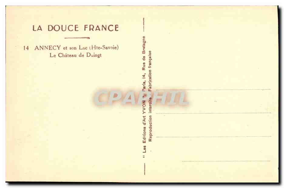 Le Château de Duingt — Annecy et son Lac (Haute-Savoie) — Éditions d'Art YVON, Paris — Reverso