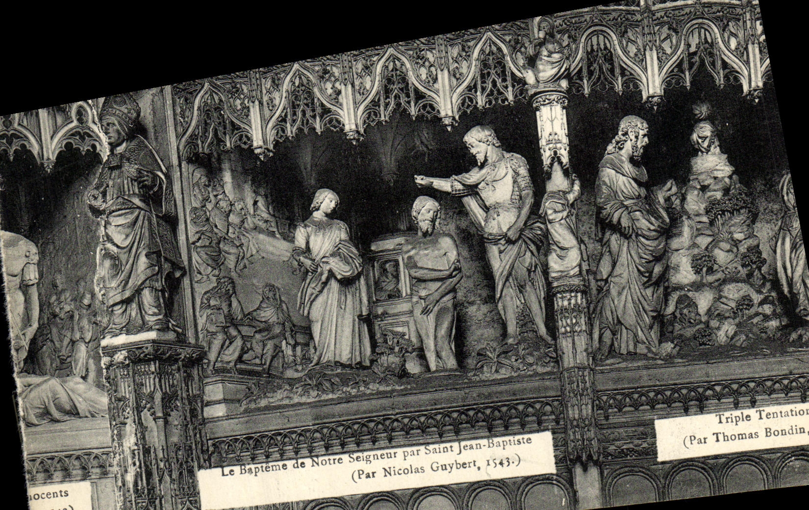 Le Baptême de Notre Seigneur par Saint Jean-Baptiste — œuvre de Nicolas Guybert, 1543 — Triple Tentation par Thomas Bondin — éditeur non visible