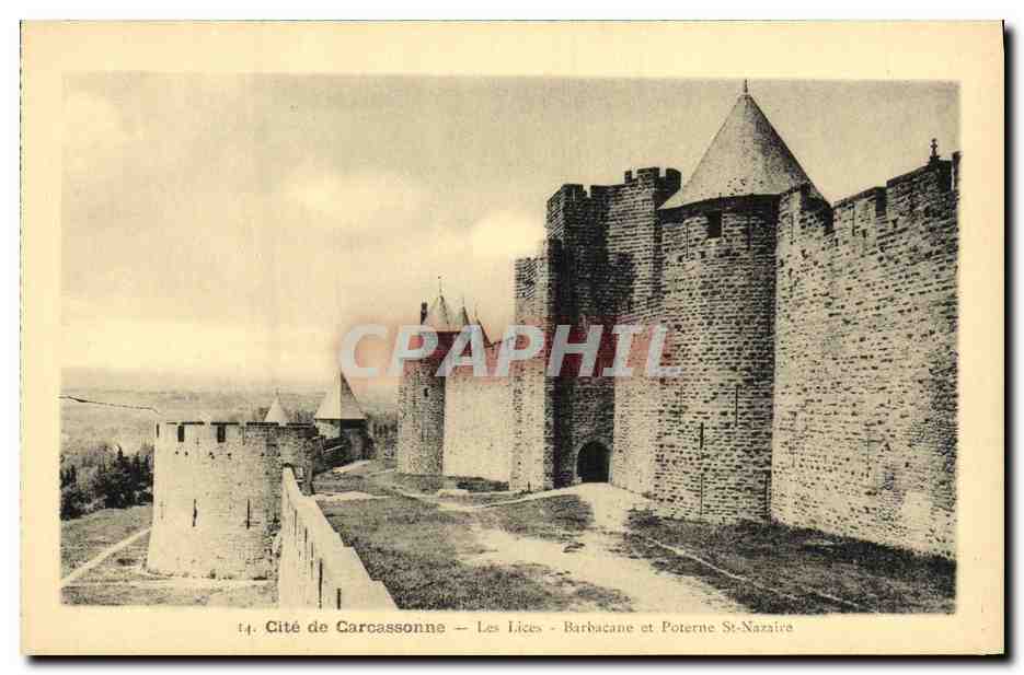 CPA Cite de Carcassonne Les Lices Barbacane et Poterne St Nazaire