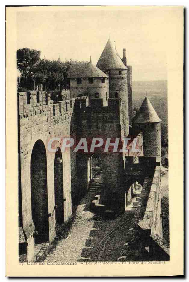 CPA Cite de Careassonne Les machicoulis La porte du senechal