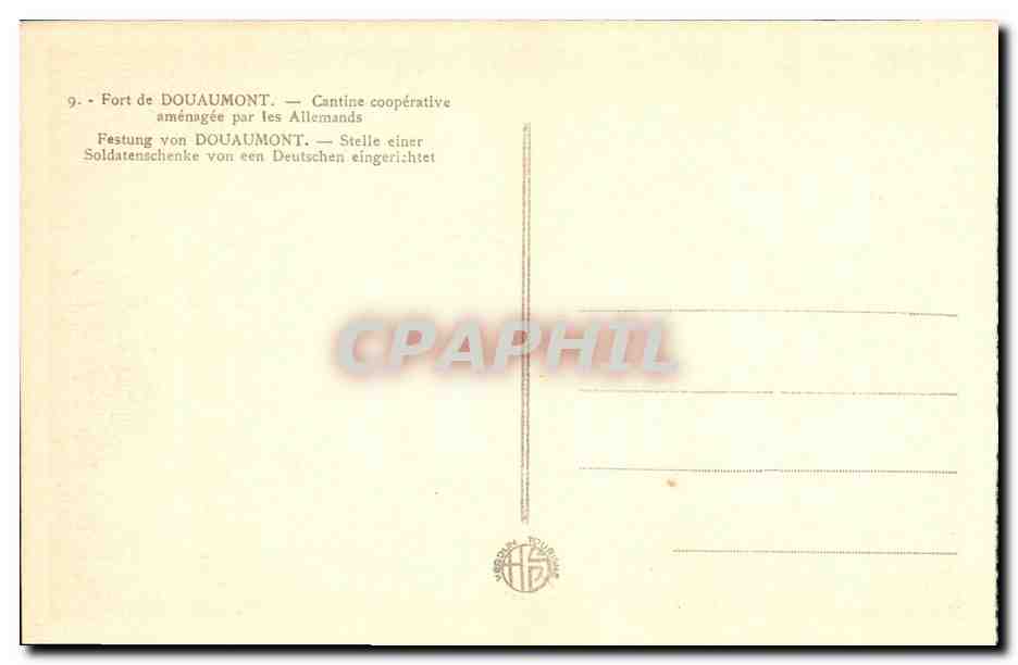 Fort de Douaumont — Cantine coopérative aménagée par les Allemands — Reverso