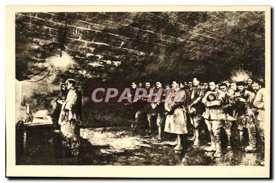 CPA Fort de Douaumont Messe de minuit en 1916 Militaria