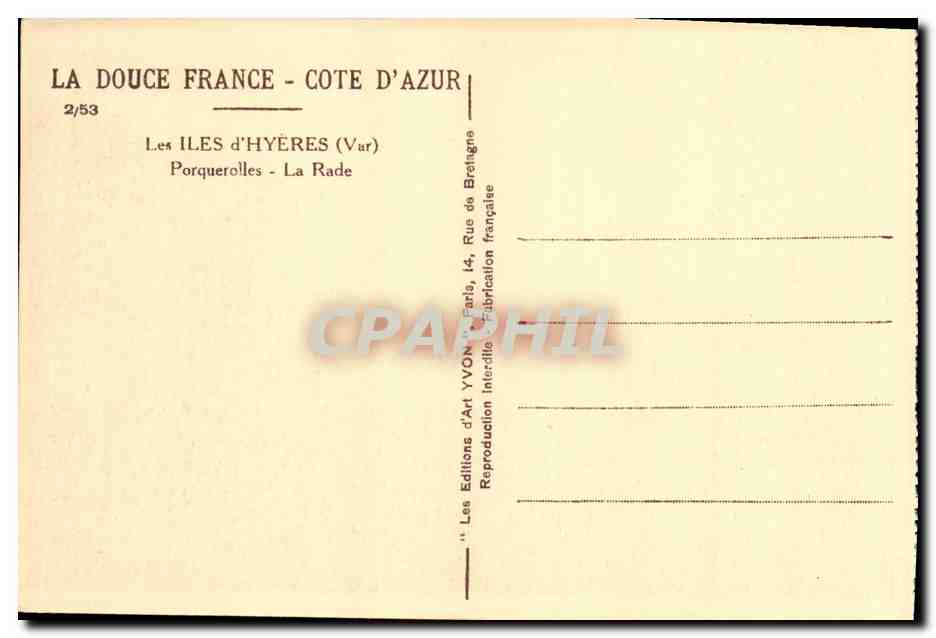 CPA Les Iles D Hyeres Porquerolles La Rade Bateau — Rückseite