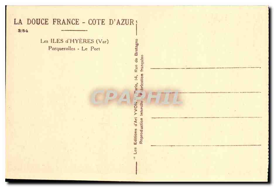 CPA Les Iles D Hyeres Porquerolles Le port  — Rückseite