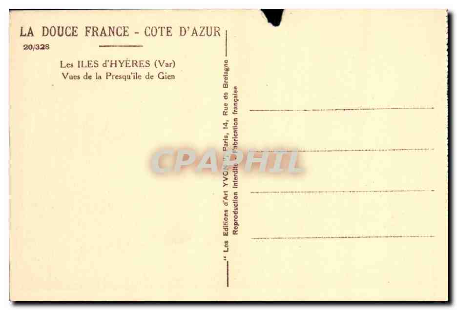 CPA Les Iles D Hyeres Vues de la Presquile de Gien — Reverso