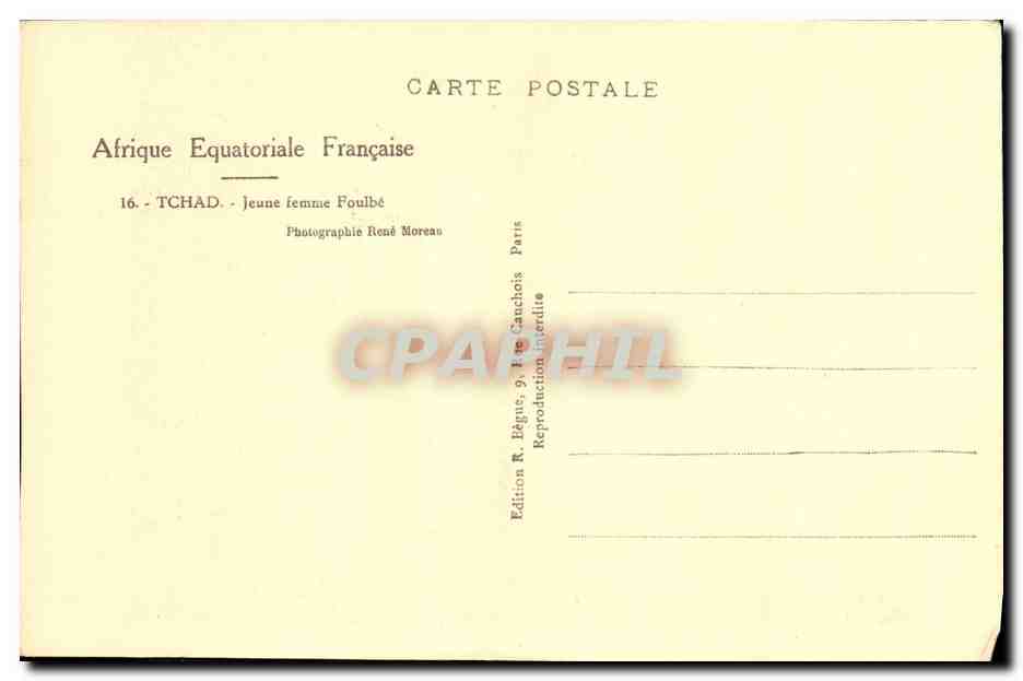 CPA Tchad Jeune Femme Foulbe Afrique Rne Moreau — Rückseite