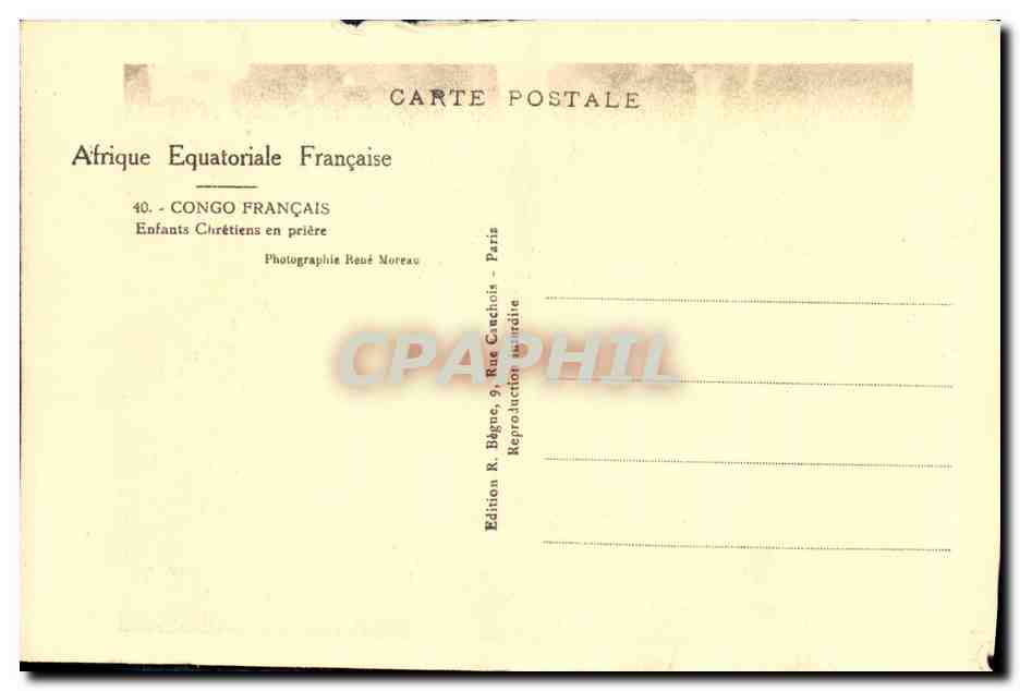CPA Congo Francais Enfants Chretiens en Priere — Reverso