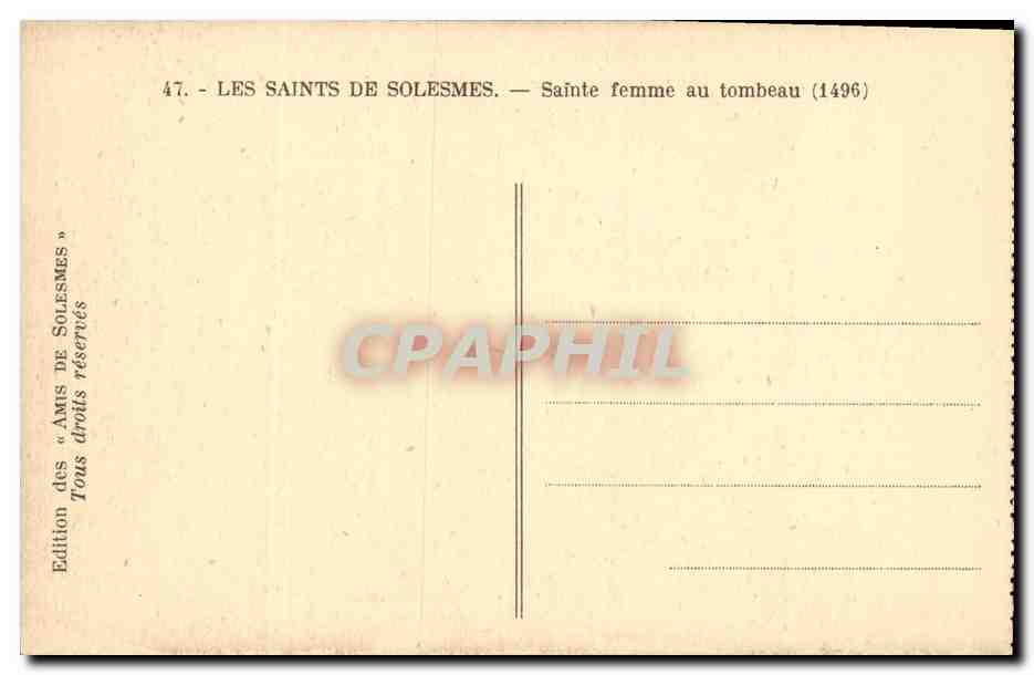 CPA Les Saints De Solesmes Sainte Femme au Tombeau — Rückseite