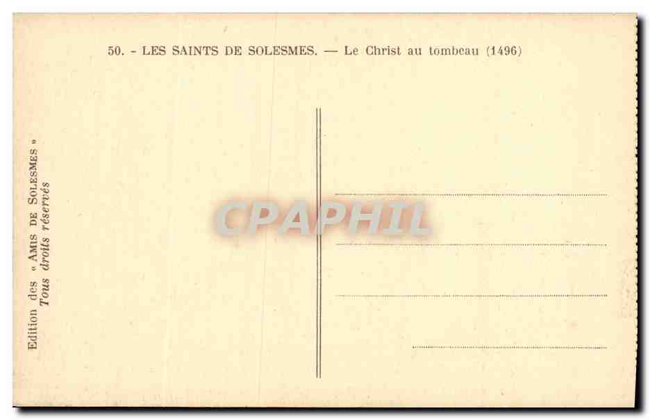 CPA Les Saints De Solesmes Le Christ au Tombeau — Rückseite