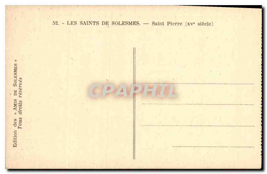 CPA Les Saints De Solesmes Saint Pierre — Rückseite