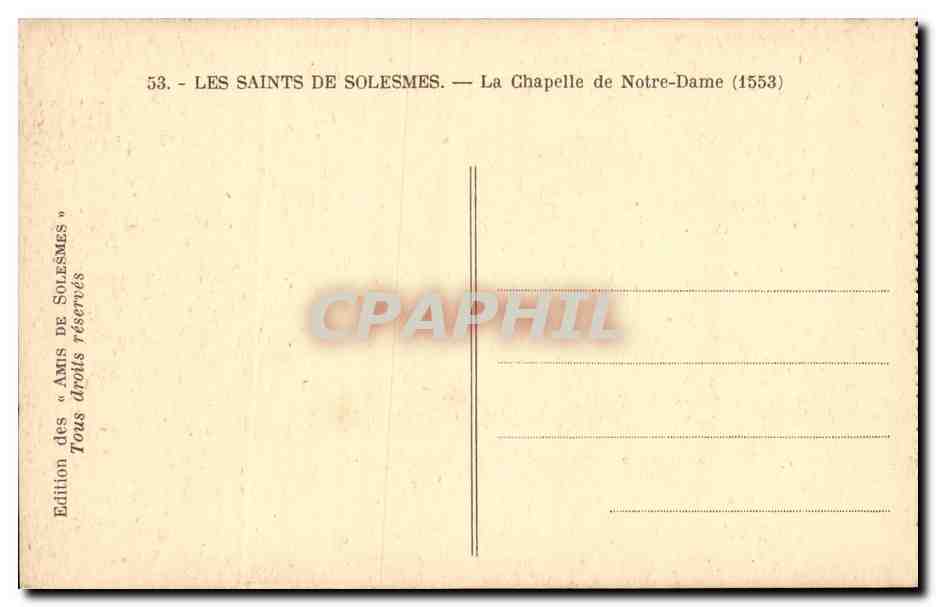 CPA Les Saints De Solesmes La Chapelle de Notre Dame — Rückseite