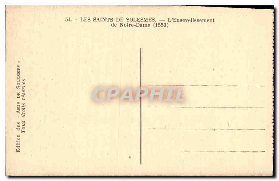CPA Les Saints De Solesmes L Ensevelissement de Notre Dame — Rückseite