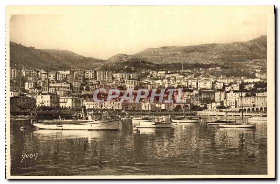 CPA Cote D Azur Monte Carlo Vue Generale La Condamine Bateaux
