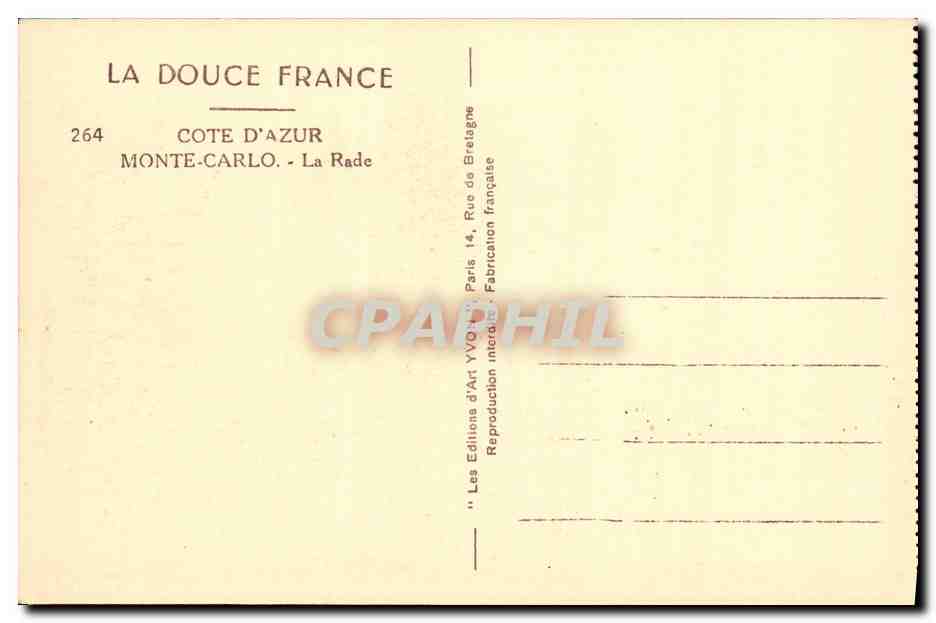 CPA Cote D Azur Monte Carlo La Rade Bateau — Rückseite