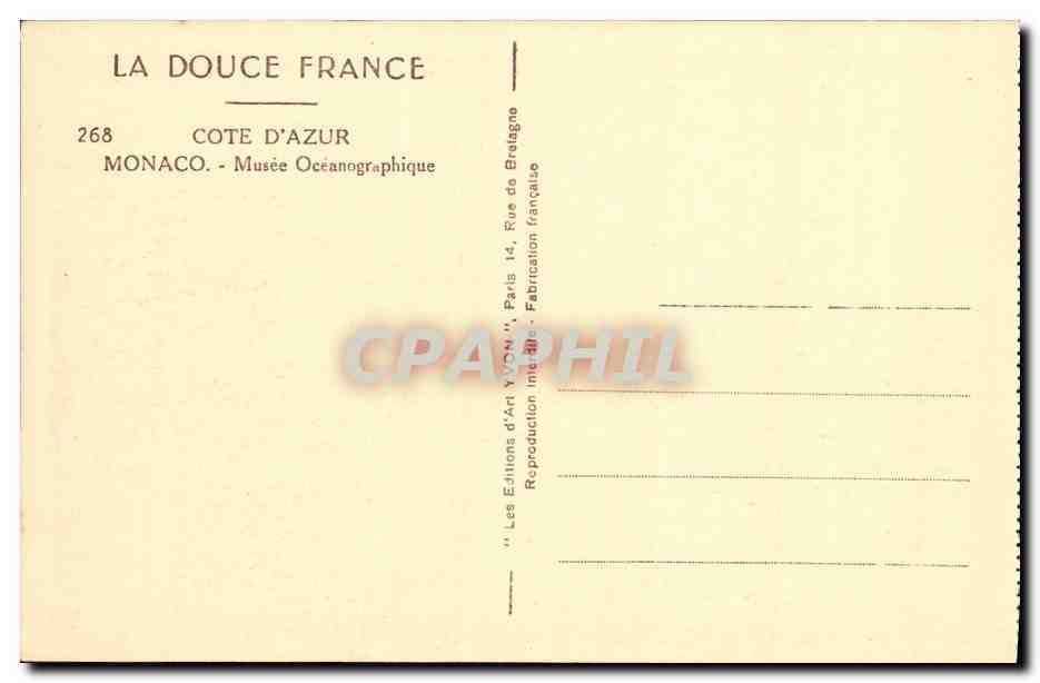 CPA Cote D Azur Monte Carlo Monaco Musee Oceanographique — Rückseite