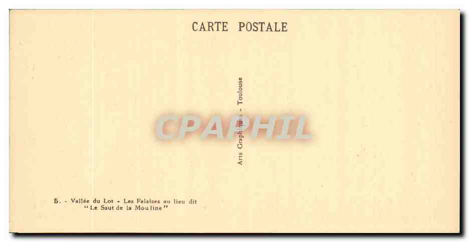 Vallée du Lot - Les Falaises au lieu dit "Le Saut de la Mouline" — Arts Graphique - Toulouse - n°5 — Achterkant