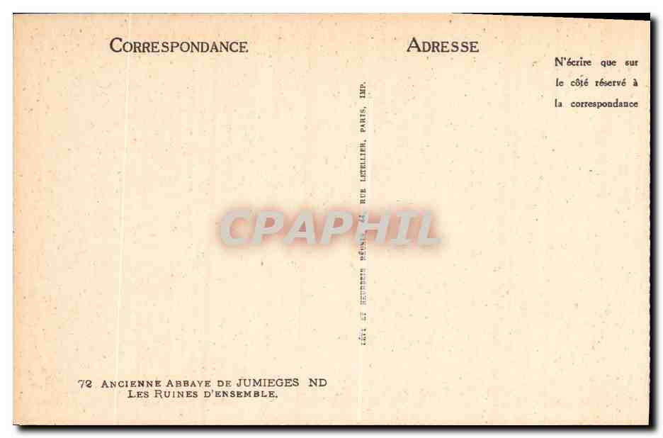 Die Ruinen der alten Abtei von Jumièges — 72 Rue de l'Église, Paris — Rückseite