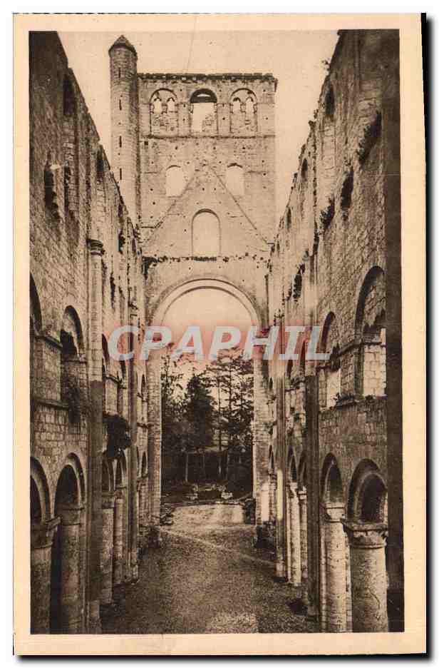 Antigua Abadía de Jumièges — Nave y Arco Triunfal — Imp. Lévy et Neurbin, París